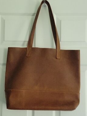 Leather Tote Unlined Work Bag Substantial